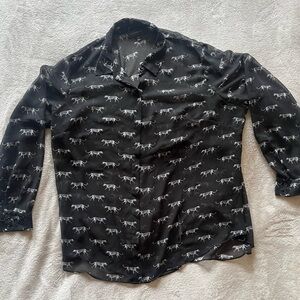 Lane Bryant Black Cheetah Print Blouse